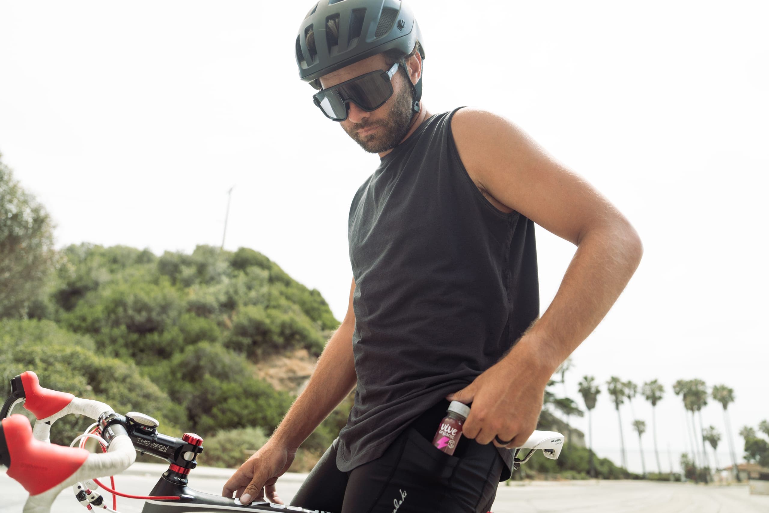 Vive Organic cycling campaign still